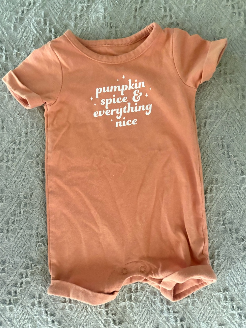 Pumpkin Spice & Everything Nice Baby Romper - Rust Orange, 0-3 month, Fall
